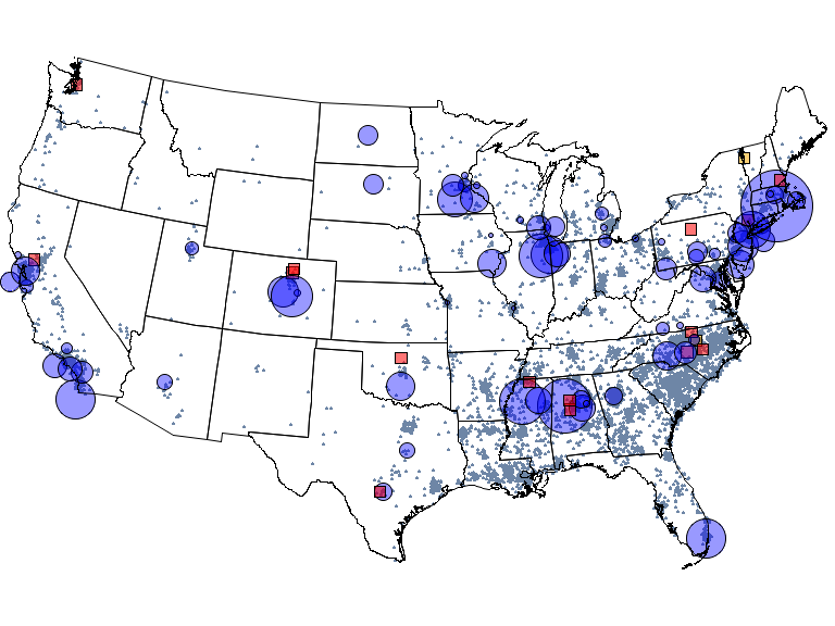 Map of the US showing the cohorts' distribution